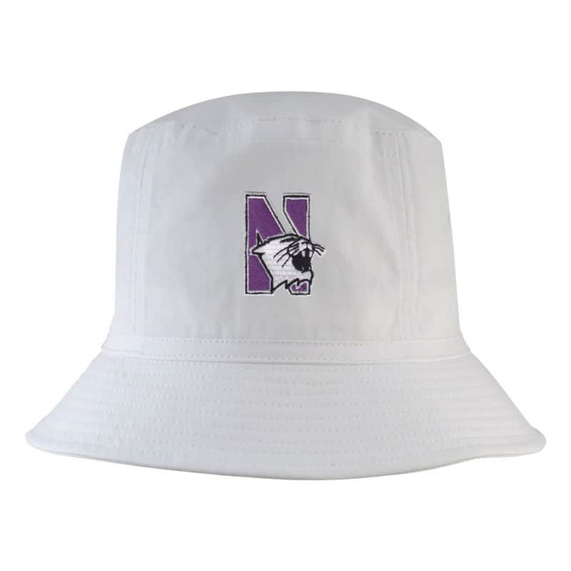 Northwestern University Wildcats White Floppy/Bucket Hat with N-Cat Design
