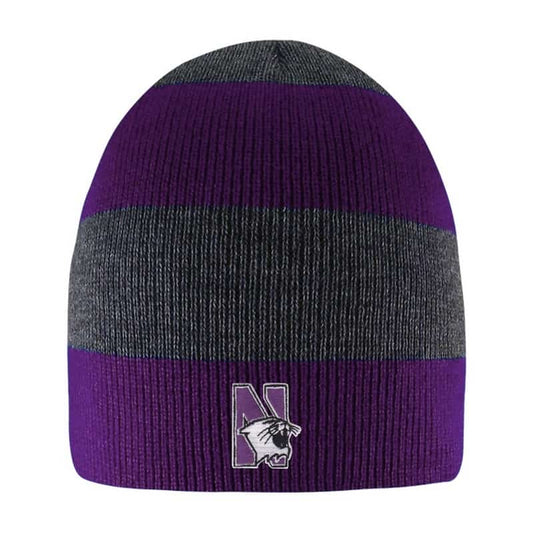 Northwestern University Wildcats Adult Purple/Charcoal Columbia Rugby Stripped Beanie