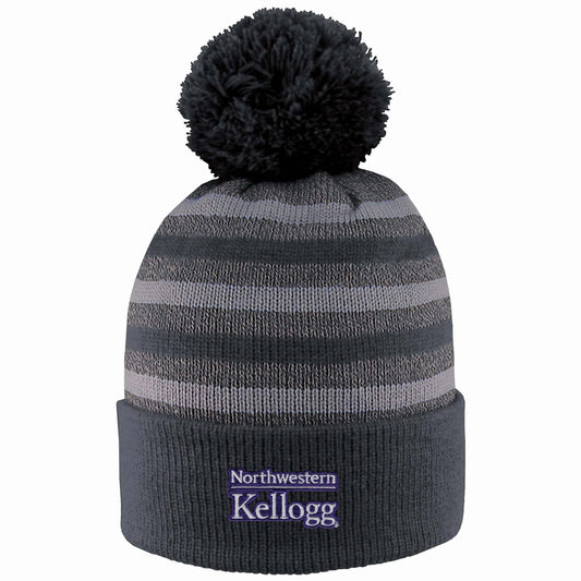 Northwestern I Kellogg Doc Charcoal/Grey Knit Cuff Hat with Pom