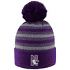 Northwestern University Wildcats Adult Doc Marled Yarn Cuff Hat With Pom