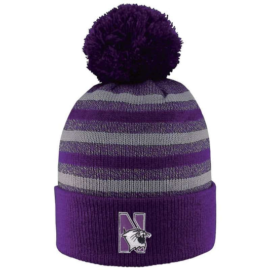 Northwestern University Wildcats Adult Doc Marled Yarn Cuff Hat With Pom