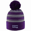 Northwestern I Kellogg Doc Purple/Grey Knit Cuff Hat with Pom