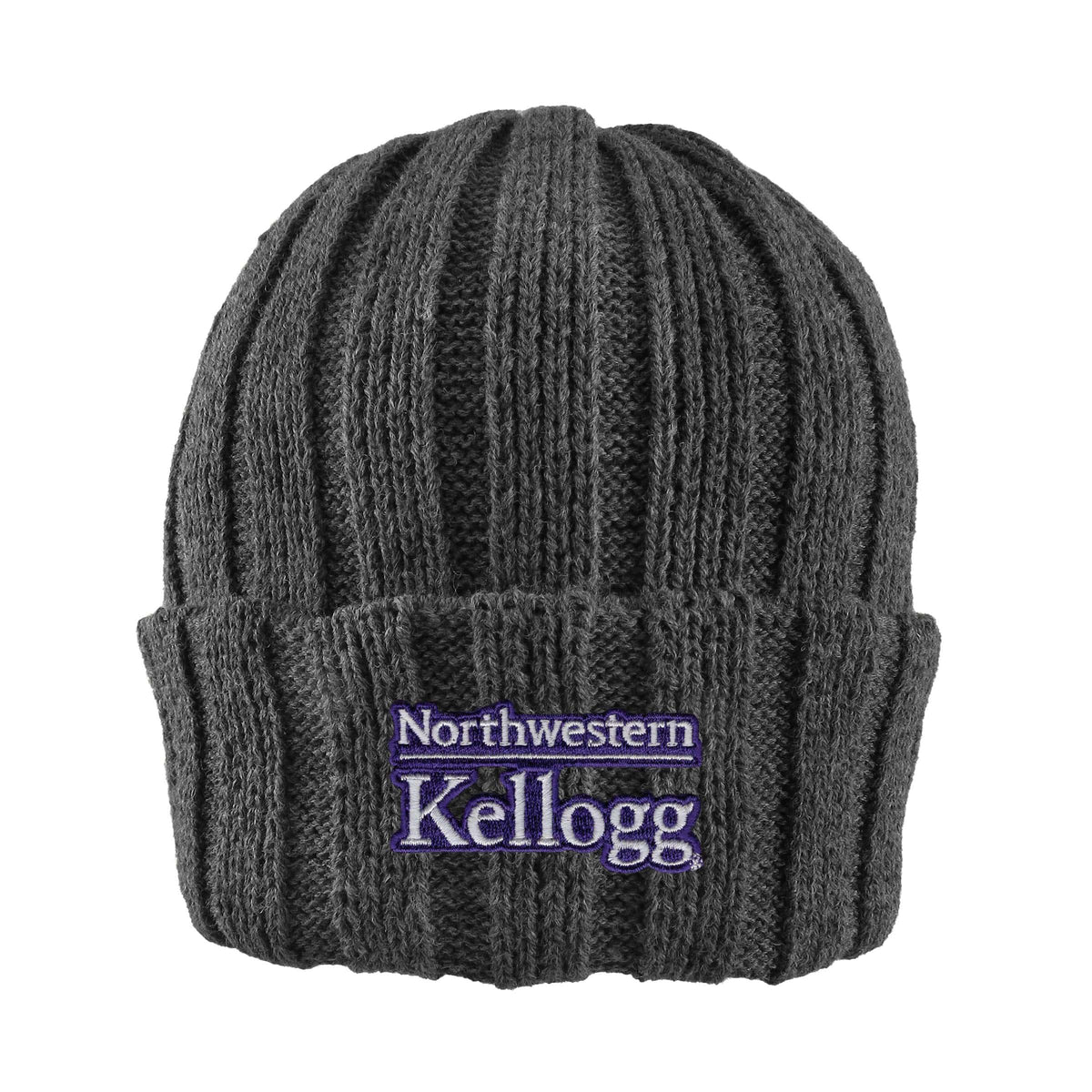 Northwestern I Kellogg Watchman Shallow Fit Drop-Needle Charcoal Knit Cuff Hat