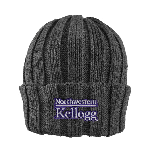 Northwestern I Kellogg Watchman Shallow Fit Drop-Needle Charcoal Knit Cuff Hat