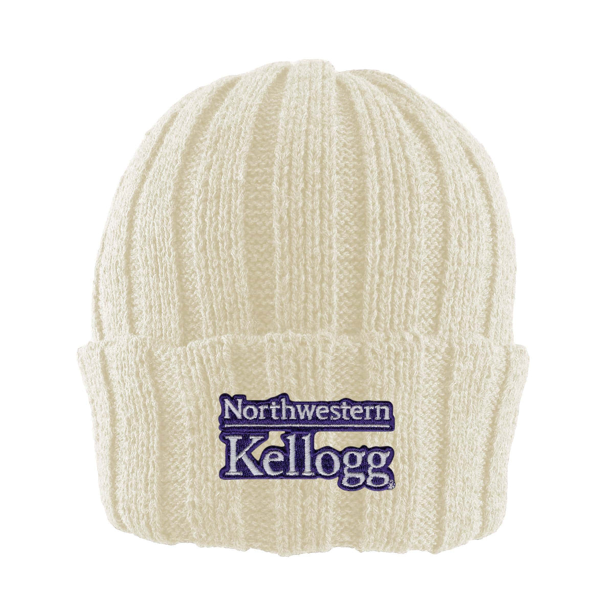 Northwestern I Kellogg Watchman Shallow Fit Drop-Needle Cream Knit Cuff Hat