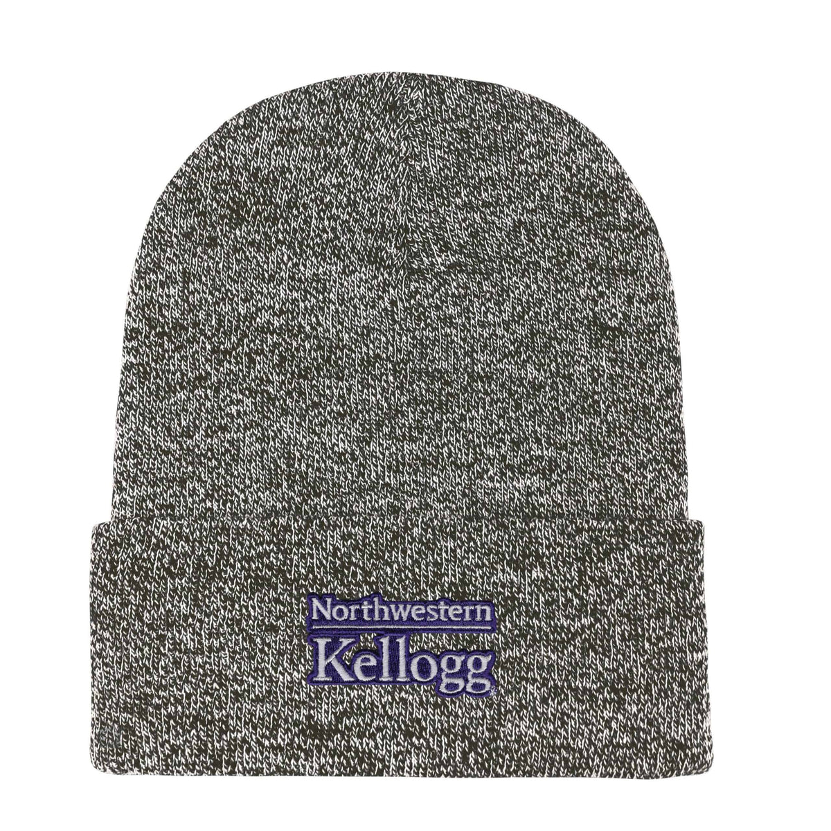 Northwestern I Kellogg Bueller Marled Black Knit Cuff Hat