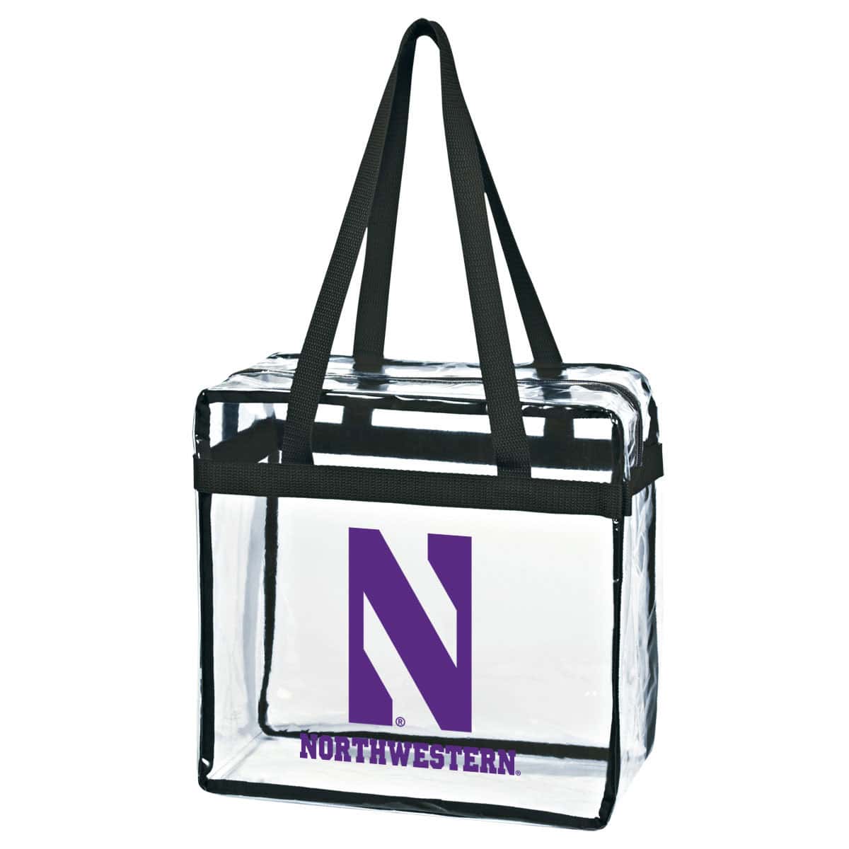 Northwestern University Wildcats Black Accent Stadium Clear Zippered Tote Bag