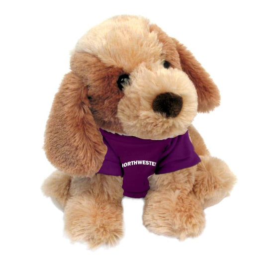 Northwestern University Wildcats Bo The Plush Dog Wearing Purple "Northwestern" Tee Shirt