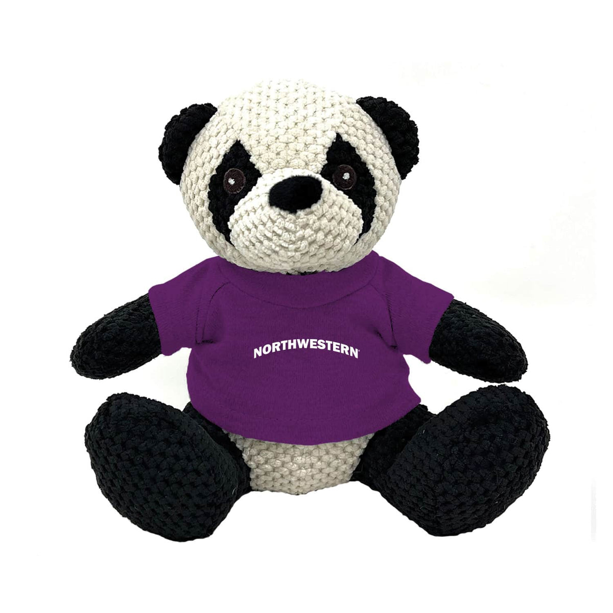 Northwestern University Wildcats Friendly Bunch Panda Bear Wearing Purple "Northwestern" Tee Shirt