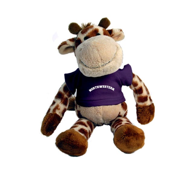 Northwestern University Wildcats Wild Bunch Giraffe Wearing Purple "Northwestern" Tee Shirt