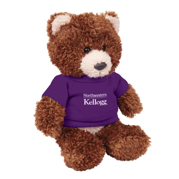 Northwestern I Kellogg Baxter Brown Bear Wearing Purple "Northwestern I Kellogg" Tee Shirt