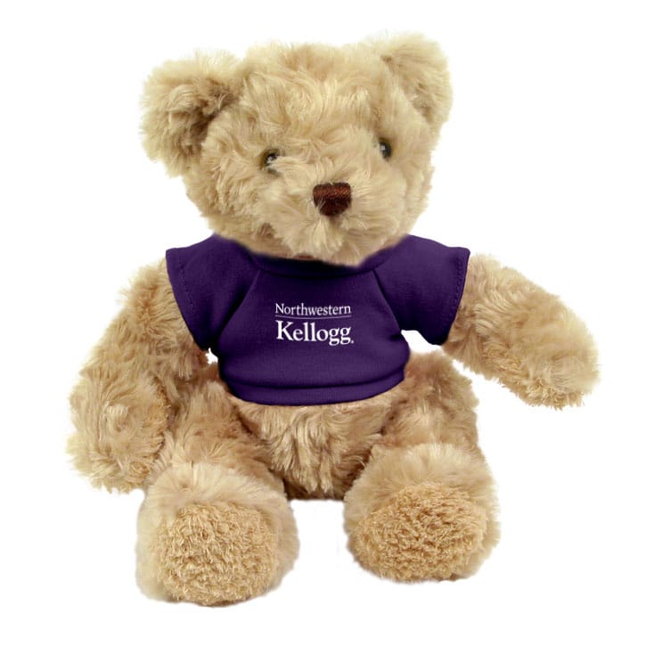 Northwestern I Kellogg Honey Bear Wearing Purple "Northwestern I Kellogg" Tee Shirt