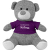 Northwestern I Kellogg Knitted Plush Grey Teddy Bear Wearing Purple "Northwestern I Kellogg" Tee Shirt