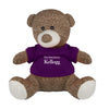 Northwestern I Kellogg Knitted Plush Brown Teddy Bear Wearing Purple "Northwestern I Kellogg" Tee Shirt