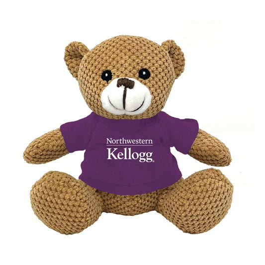 Northwestern I Kellogg Friendly Bunch Bear Wearing Purple "Northwestern I Kellogg" Tee Shirt