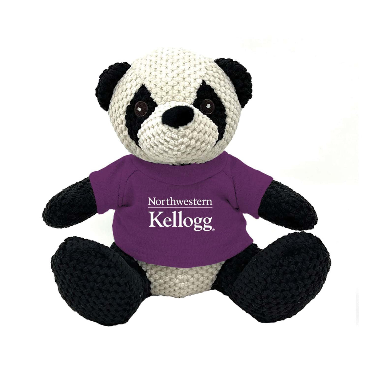 Northwestern I Kellogg Friendly Bunch Panda Bear Wearing Purple "Northwestern I Kellogg" Tee Shirt