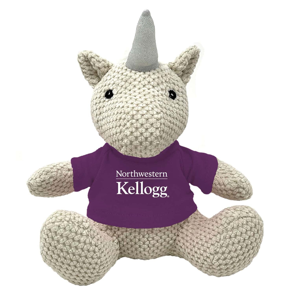 Northwestern I Kellogg Friendly Bunch Unicorn Wearing Purple "Northwestern I Kellogg" Tee Shirt
