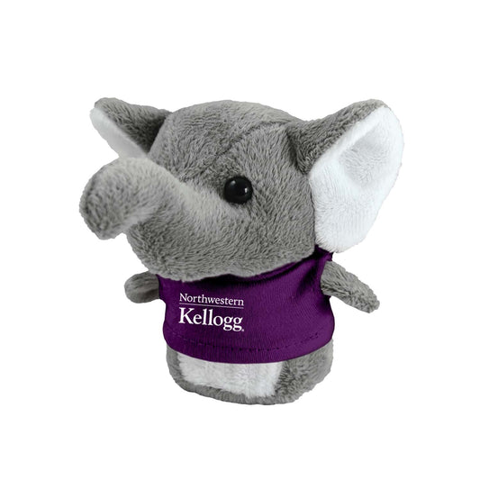 Northwestern I Kellogg Wild Bunch Shorties Plush Elephant Wearing Purple "Northwestern I Kellogg" Tee Shirt