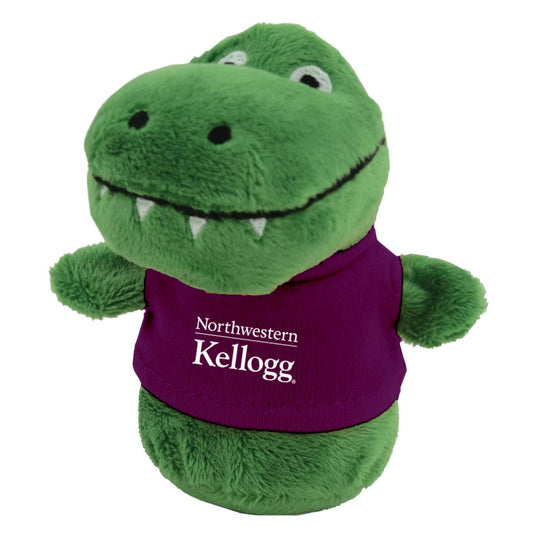 Northwestern I Kellogg Wild Bunch Shorties Plush Gator Wearing Purple "Northwestern I Kellogg" Tee Shirt