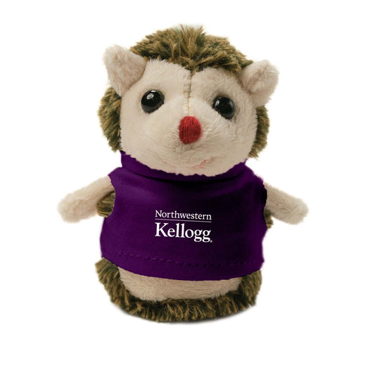 Northwestern I Kellogg Wild Bunch Shorties Plush Hedgehog Wearing Purple "Northwestern I Kellogg" Tee Shirt
