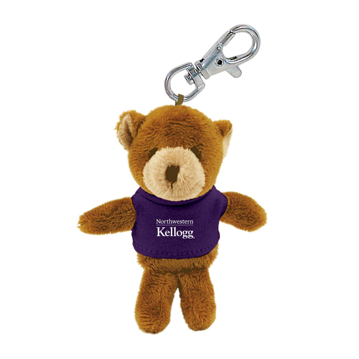 Northwestern I Kellogg Wild Bunch Plush Bear Wearing Purple "Northwestern I Kellogg" Tee Shirt Key Tag