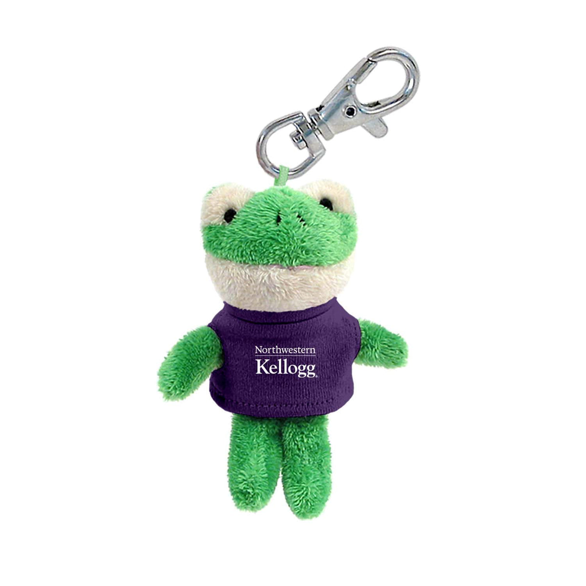 Northwestern I Kellogg Wild Bunch Plush Frog Wearing Purple "Northwestern I Kellogg" Tee Shirt Key Tag