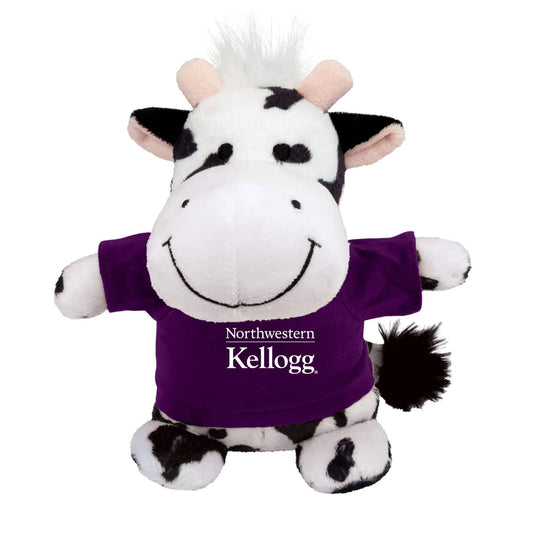 Northwestern I Kellogg Bean Bag Buddies Cow Wearing Purple "Northwestern I Kellogg" Tee Shirt