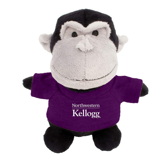 Northwestern I Kellogg Bean Bag Buddies Gorilla Wearing Purple "Northwestern I Kellogg" Tee Shirt