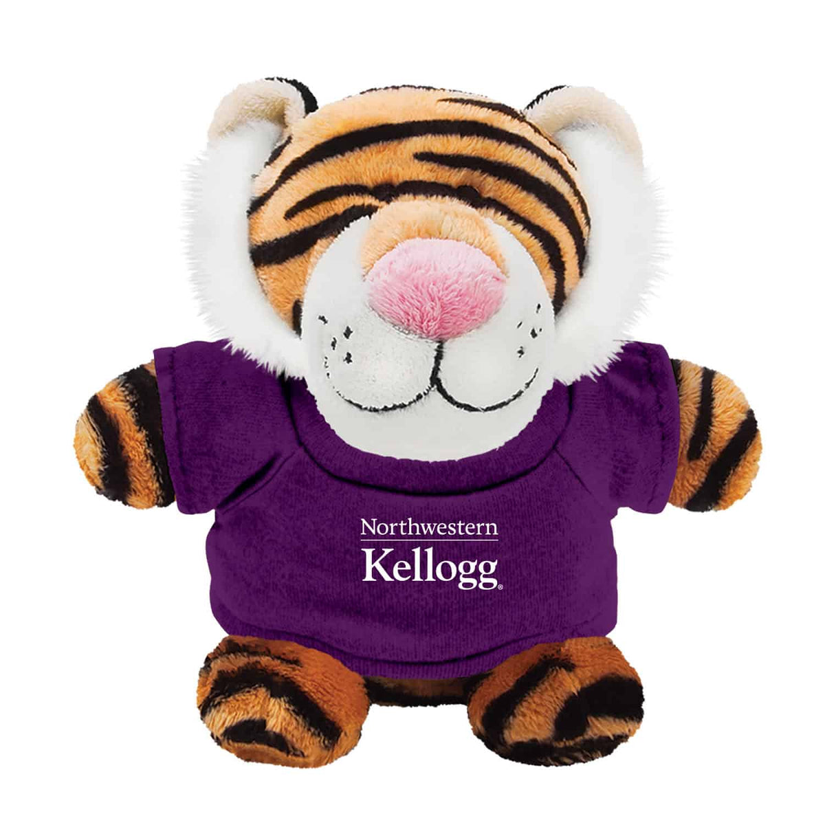 Northwestern I Kellogg Bean Bag Buddies Tiger Wearing Purple "Northwestern I Kellogg" Tee Shirt