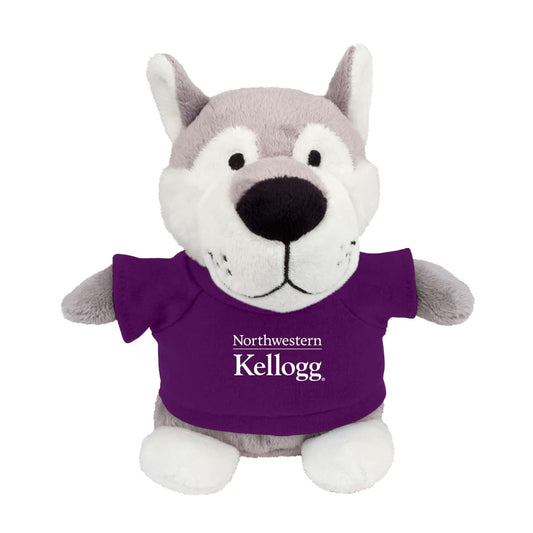 Northwestern I Kellogg Bean Bag Buddies Wolf Wearing Purple "Northwestern I Kellogg" Tee Shirt