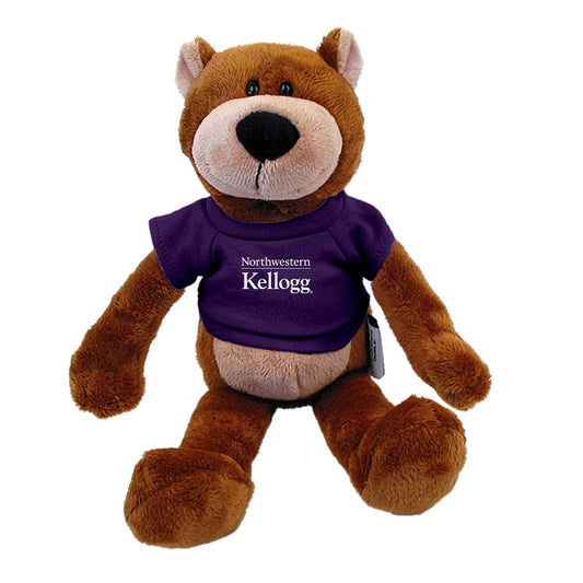 Northwestern I Kellogg Wild Bunch Brown Bear Wearing Purple "Northwestern I Kellogg" Tee Shirt