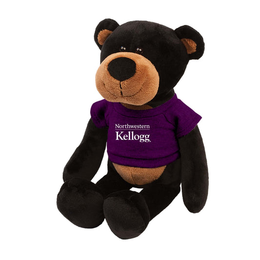 Northwestern I Kellogg Wild Bunch Black Bear Wearing Purple "Northwestern I Kellogg" Tee Shirt