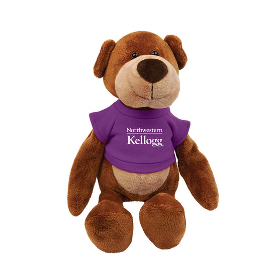 Northwestern I Kellogg Wild Bunch Plush Dog Wearing Purple "Northwestern I Kellogg" Tee Shirt