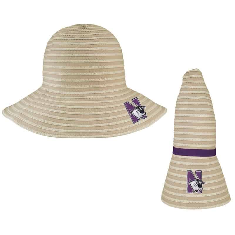 Northwestern University Wildcats Amelia Stone Collapsible Travel Sun Hat With Accent Hair Band