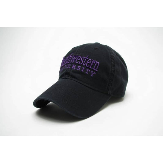 Northwestern Wildcats Legacy Unconstructed Adjustable Black Hat with Straight Northwestern University Design