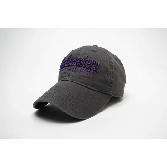Northwestern Wildcats Legacy Unconstructed Adjustable Charcoal Grey Hat with Straight Northwestern University Design
