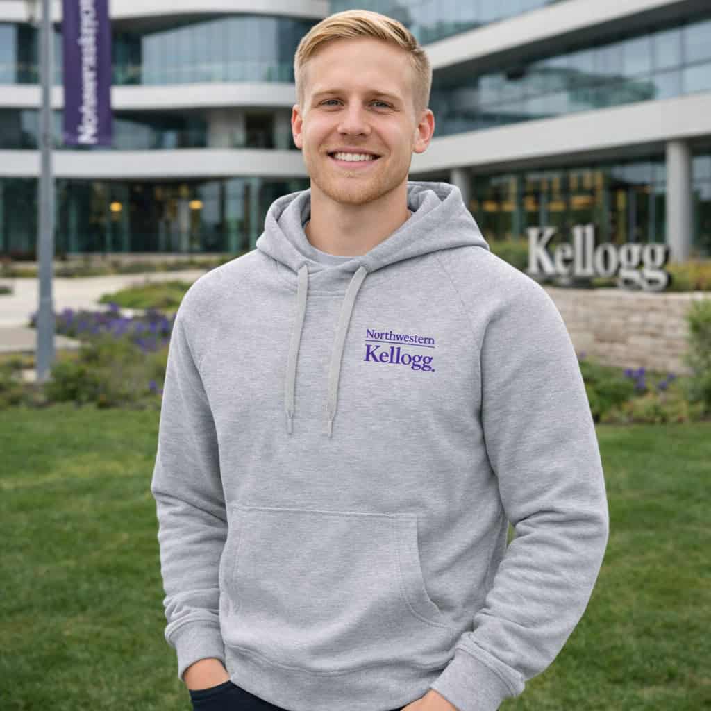 Northwestern I Kellogg Antigua Men's Victory Grey Heather Pullover Hood
