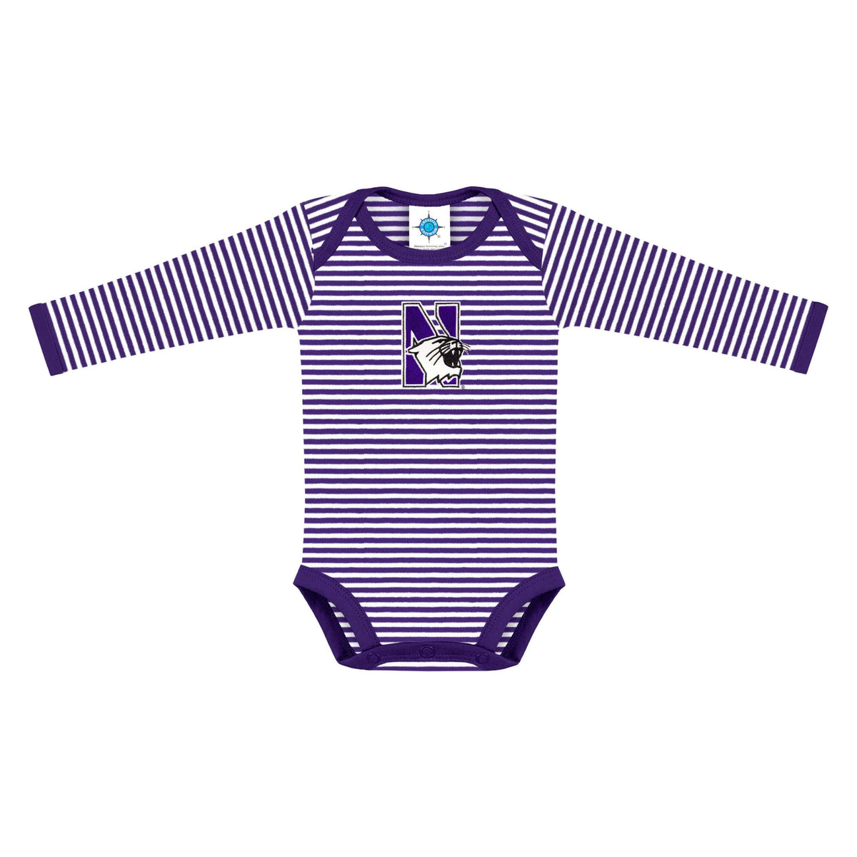Northwestern University Wildcats Infant Purple & White Stripped Long Sleeve Bodysuit Onesie