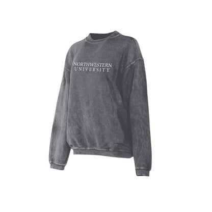 Northwestern University Wildcats Chicka-d Charcoal Crewneck Sweatshirt With Distressed Northwestern University Design-2