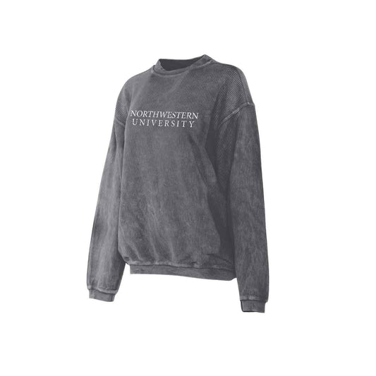 Northwestern University Wildcats Chicka-d Charcoal Crewneck Sweatshirt With Distressed Northwestern University Design-2