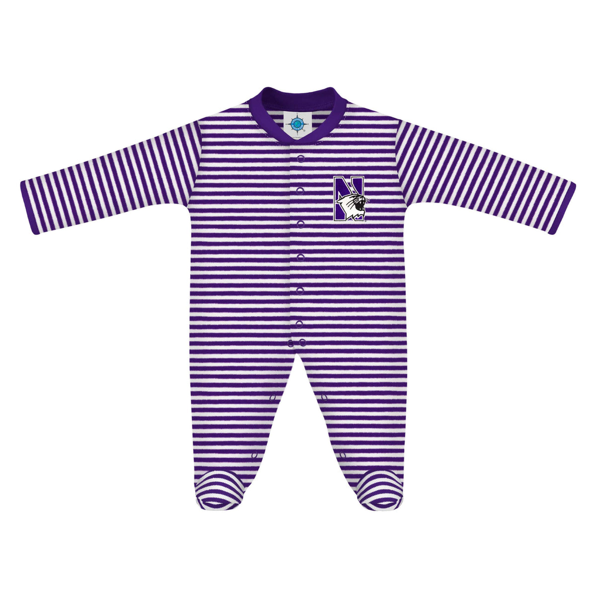 Northwestern University Wildcats Purple & White Stripped Footed Romper