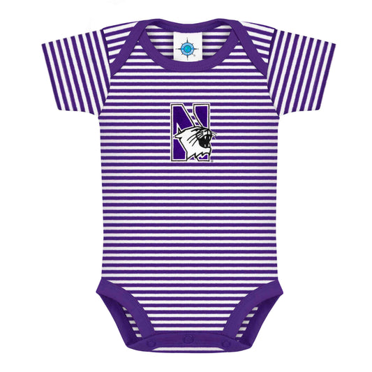 Northwestern University Wildcats Infant Purple & White Stripped Bodysuit Onesie