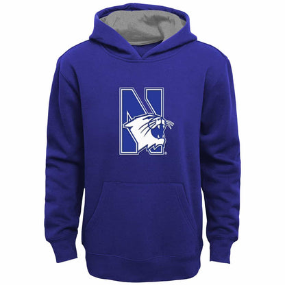 Northwestern University Wildcats Kids Purple Hooded Sweatshirt with Sewn On Applique' N-Cat Design