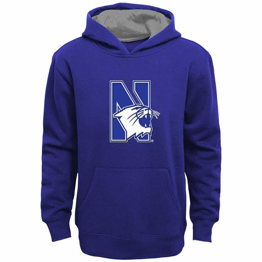 Northwestern University Wildcats Kids Purple Hooded Sweatshirt with Sewn On Applique' N-Cat Design