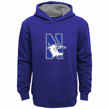 Northwestern University Wildcats Kids Purple Hooded Sweatshirt with Sewn On Applique' N-Cat Design