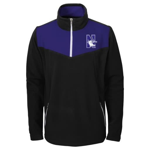 Northwestern University Wildcats Kids Two Tone Purple & Black Pullover 1/4 Zip
