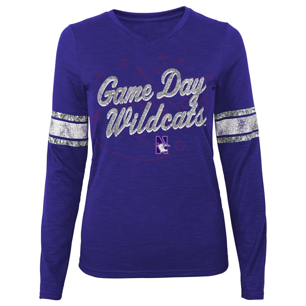 Northwestern University Wildcats Youth Glitter Print Purple Long Sleeve T-Shirt
