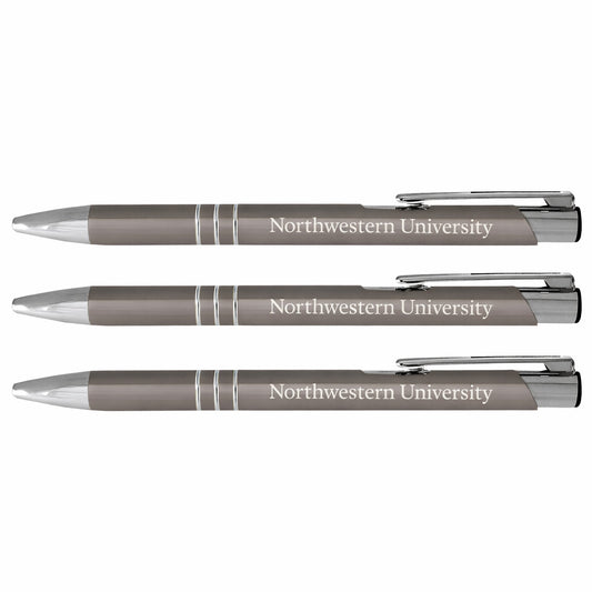 Northwestern University Wildcats Laser Engraved Gunmetal Aura Pen Pack of 3