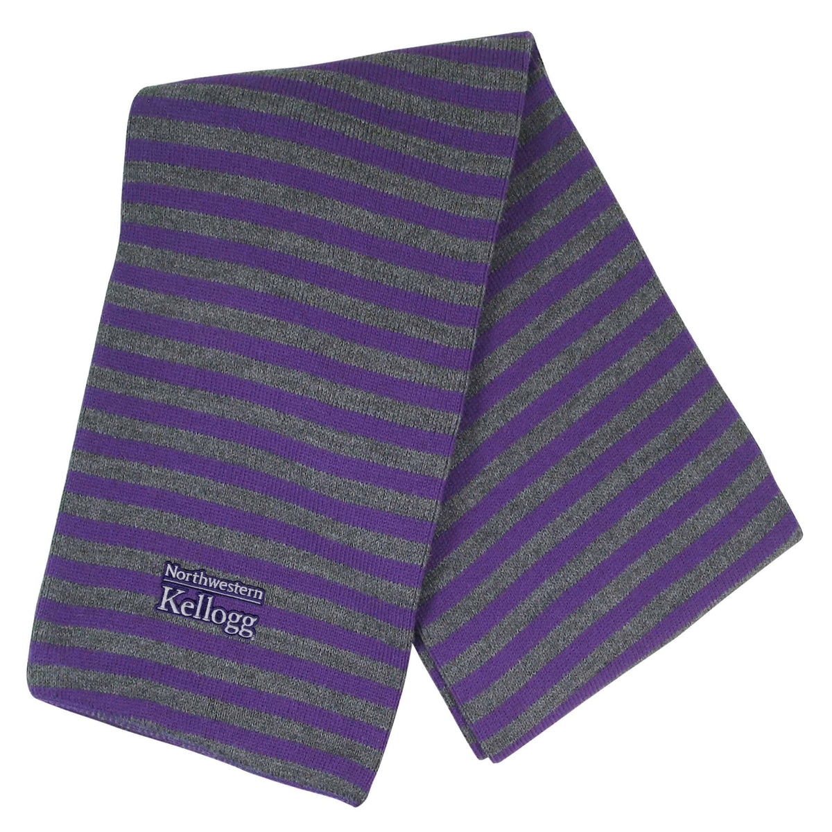 Northwestern I Kellogg Beeline Purple/Charcoal Knit Scarf with Micro-Stripes