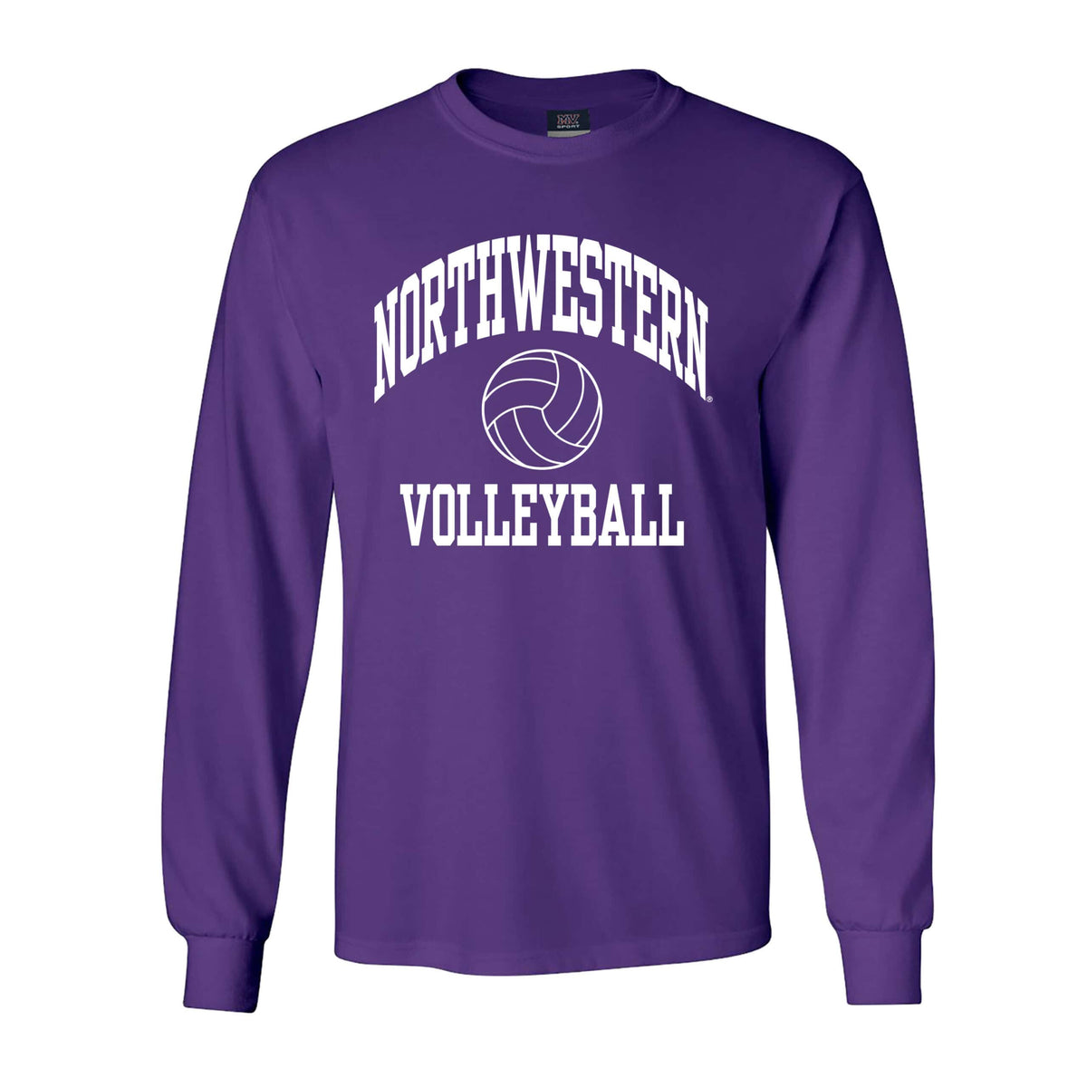 Northwestern University Wildcats Men's MV Purple Classic Long Sleeve Tee with Northwestern Volleyball Design